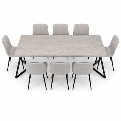 Home Box Movo Cambridge Angelic 8-Seater Dining Set – Grey &amp; Black – 240 cm - Al Thahani Furniture