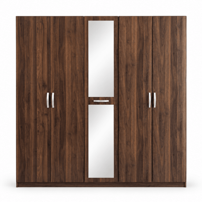 Home Box Movo Cooper 5-Door Wardrobe with Mirror – Dark Brown – 211 × 55 × 208 cm - Al Thahani Furniture