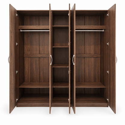Home Box Movo Cooper 5-Door Wardrobe with Mirror – Dark Brown – 211 × 55 × 208 cm - Al Thahani Furniture