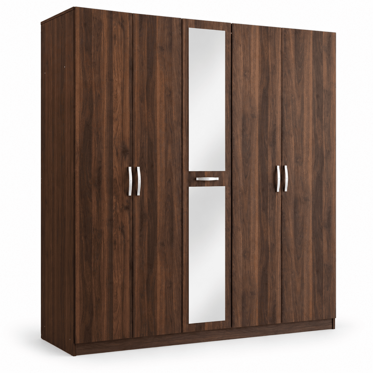 Home Box Movo Cooper 5-Door Wardrobe with Mirror – Dark Brown – 211 × 55 × 208 cm - Al Thahani Furniture