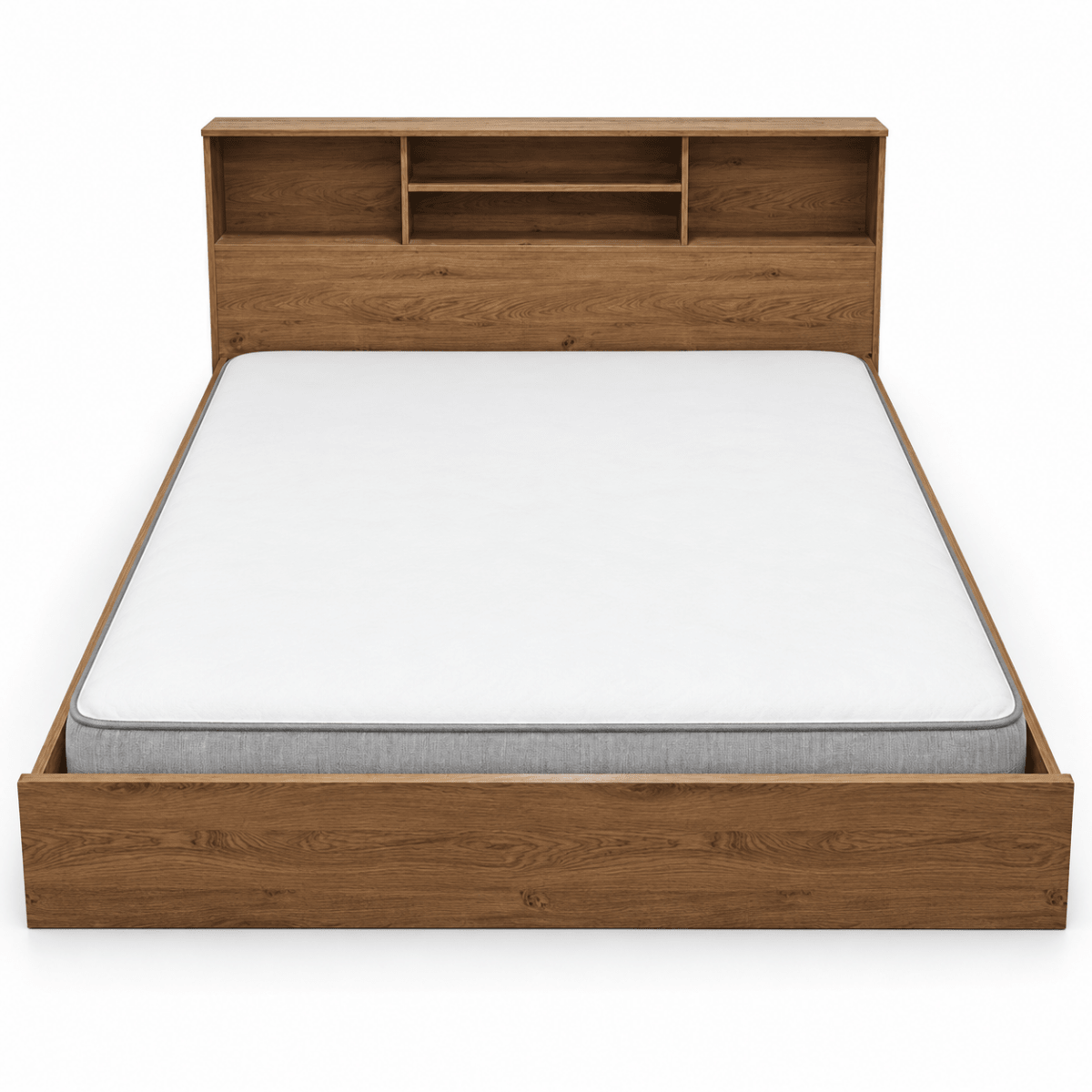 Home Box Movo Juno King Bed with Storage Headboard &amp; Mattress – Brown – 180 × 200 cm - Al Thahani Furniture