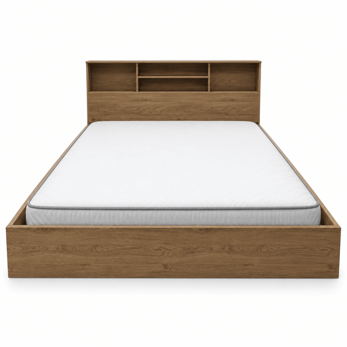 Home Box Movo Juno King Bed with Storage Headboard &amp; Mattress – Brown – 180 × 200 cm - Al Thahani Furniture