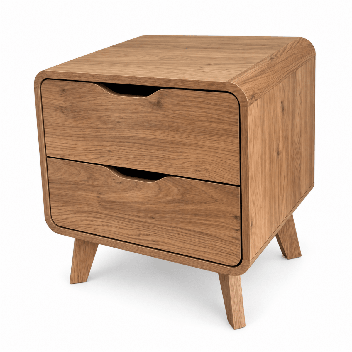 Home Box NORDICA Twin Bed 120 × 200 cm with Mattress & 2-Drawer Nightstand – Natural Wood Finish - Al Thahani Furniture