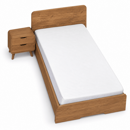 Home Box NORDICA Twin Bed 120 × 200 cm with Mattress & 2-Drawer Nightstand – Natural Wood Finish - Al Thahani Furniture