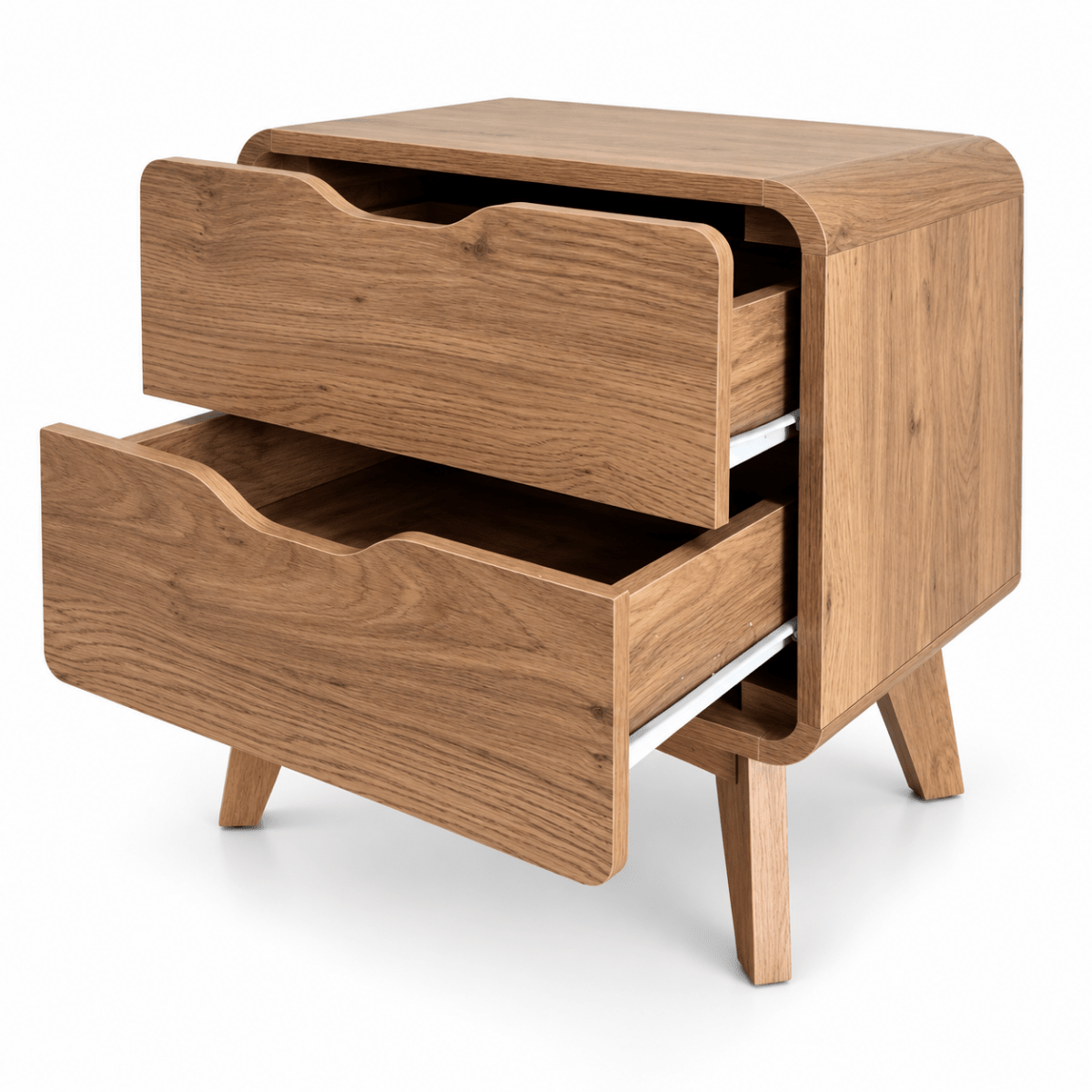 Home Box NORDICA Twin Bed 120 × 200 cm with Mattress & 2-Drawer Nightstand – Natural Wood Finish - Al Thahani Furniture