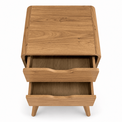 Home Box NORDICA Twin Bed 120 × 200 cm with Mattress & 2-Drawer Nightstand – Natural Wood Finish - Al Thahani Furniture