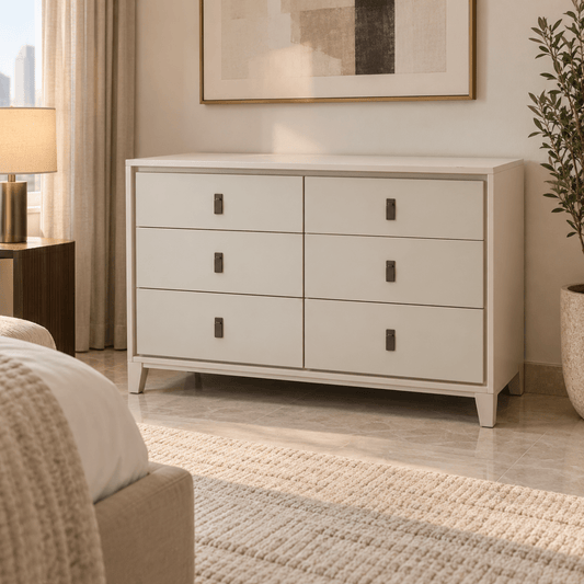 Home Box Orion Ray 6-Drawer Dresser – Beige – 135 × 39 × 81 cm - Al Thahani Furniture