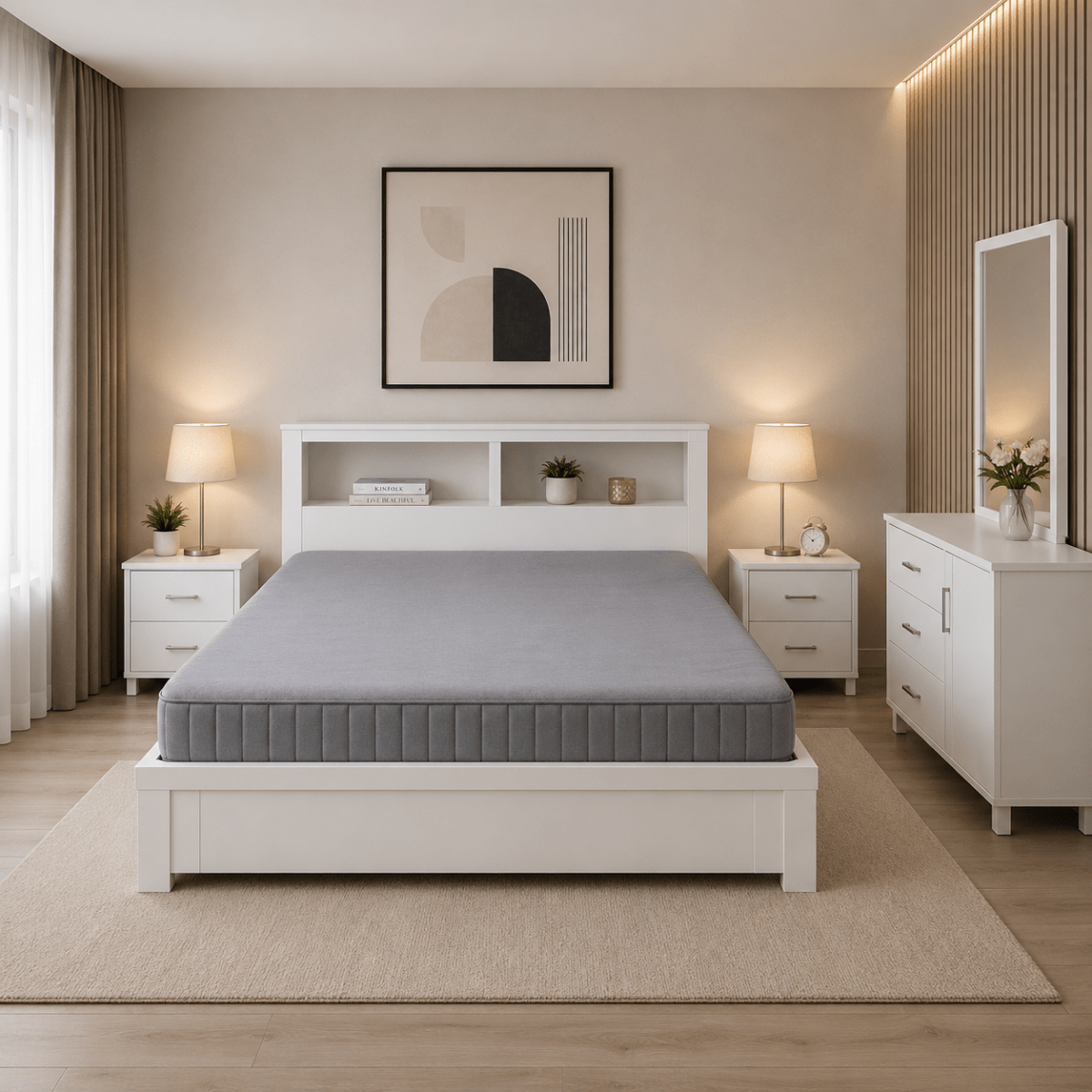 Home Box Philip 4-Piece King Bed Set | White, 180x200 cm - used 8 months - Al Thahani Furniture