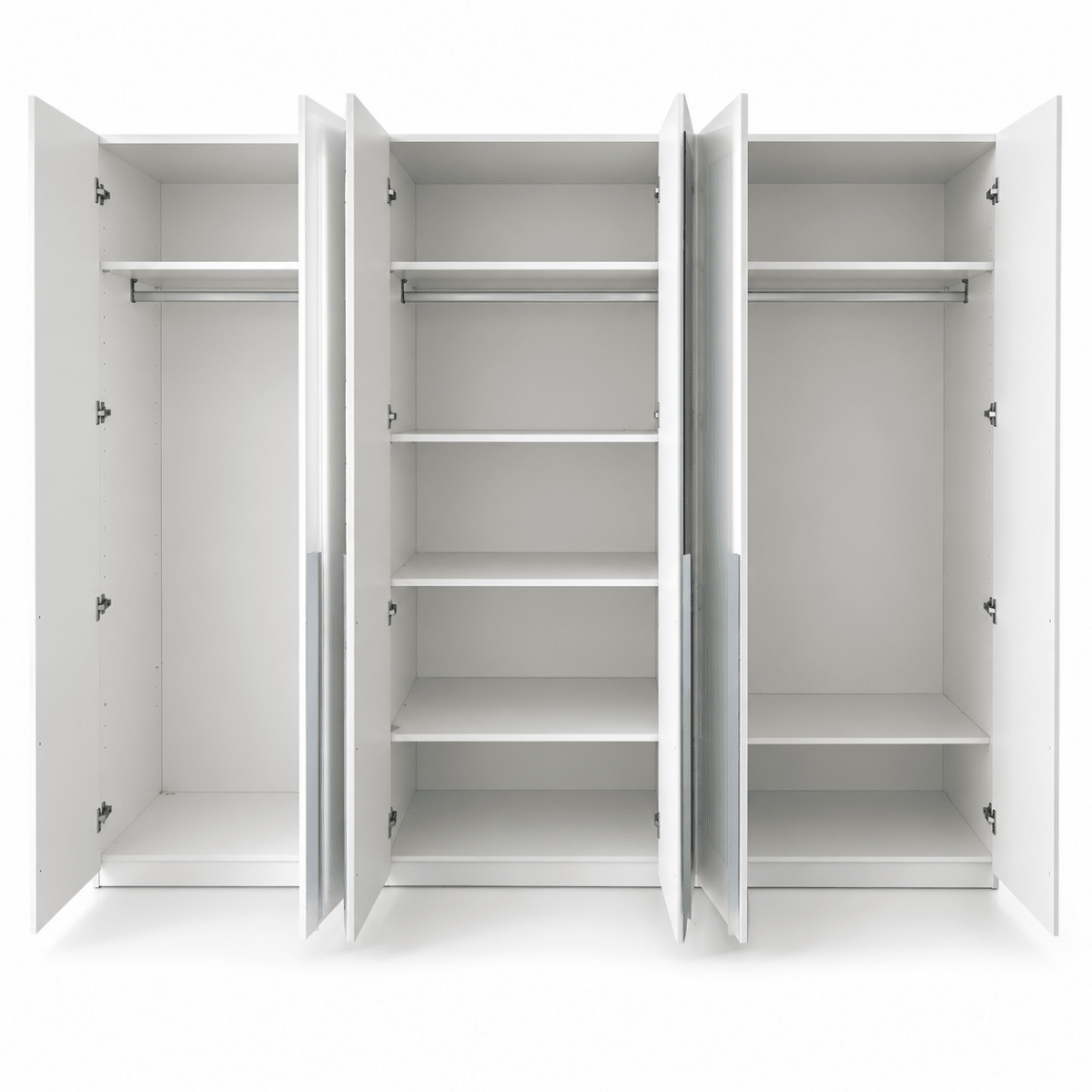 Home Box Picasso 6-Door Wardrobe with 2 Mirrors – White – 271.6 × 59.6 × 216 cm - Al Thahani Furniture