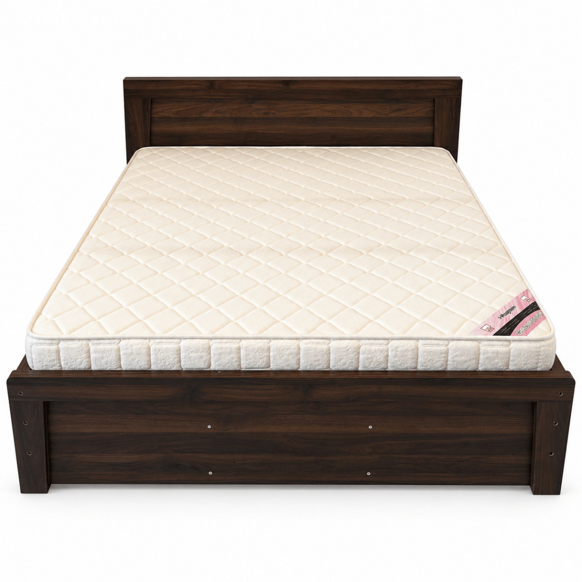 Home Box Queen Bed with Mattress – 150 × 200 cm – Dark Walnut Brown - Al Thahani Furniture