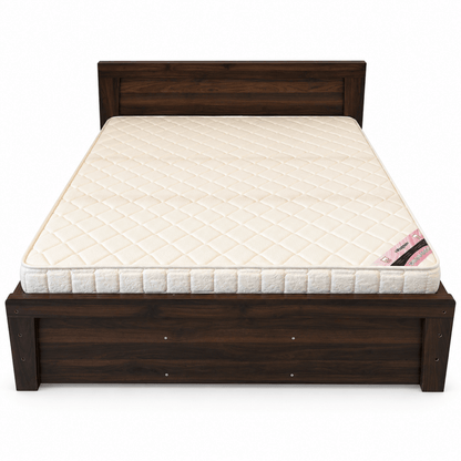 Home Box Queen Bed with Mattress – 150 × 200 cm – Dark Walnut Brown - Al Thahani Furniture