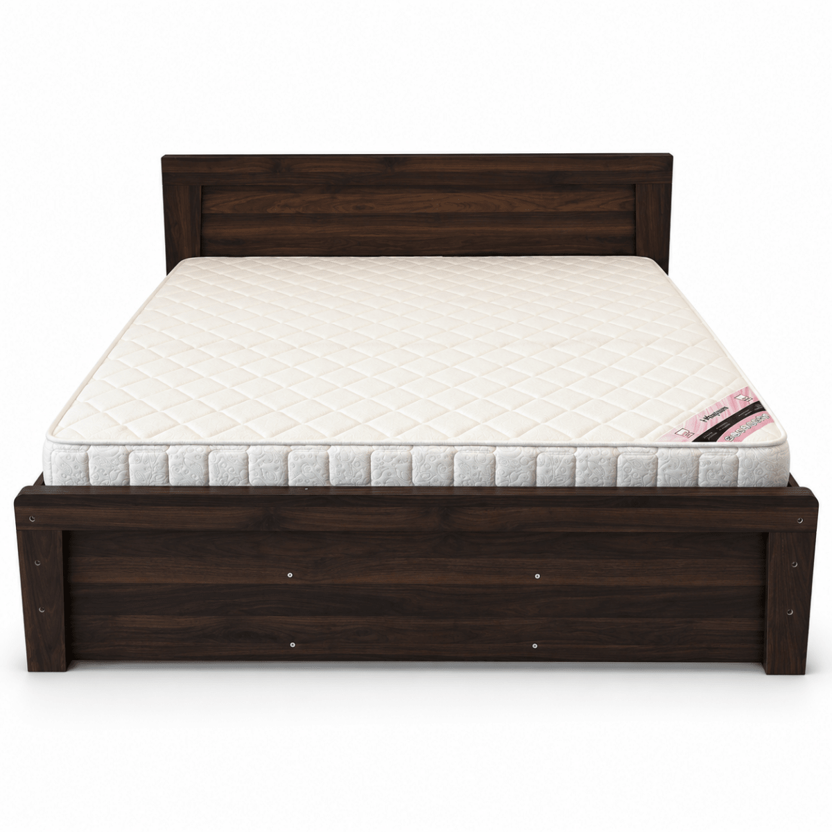 Home Box Queen Bed with Mattress – 150 × 200 cm – Dark Walnut Brown - Al Thahani Furniture