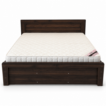 Home Box Queen Bed with Mattress – 150 × 200 cm – Dark Walnut Brown - Al Thahani Furniture
