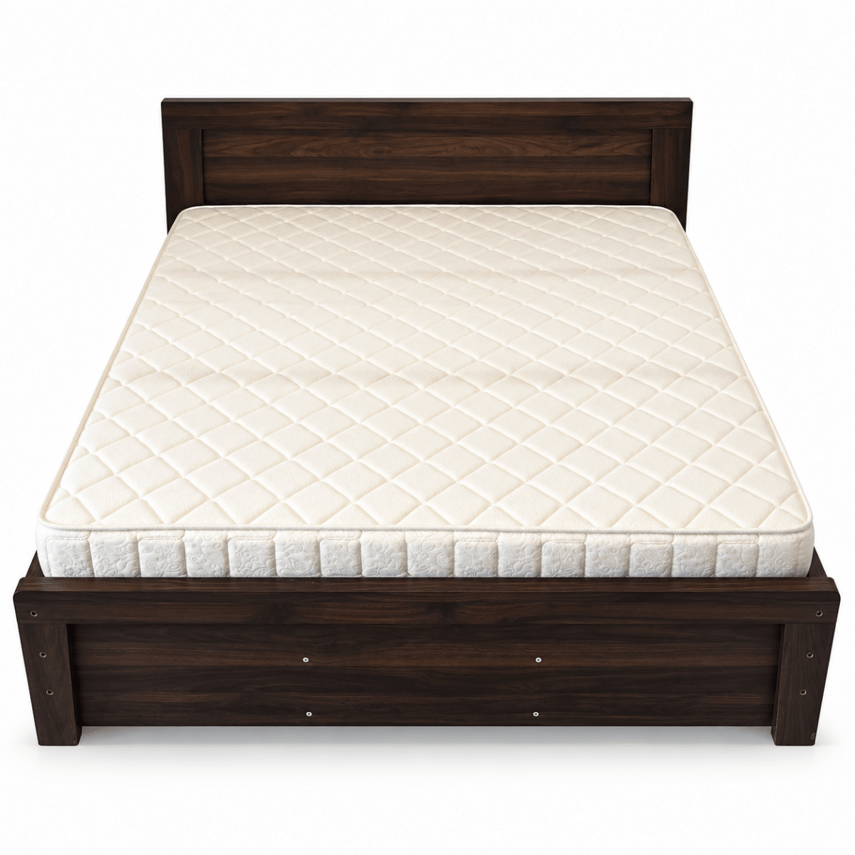 Home Box Queen Bed with Mattress – 150 × 200 cm – Dark Walnut Brown - Al Thahani Furniture