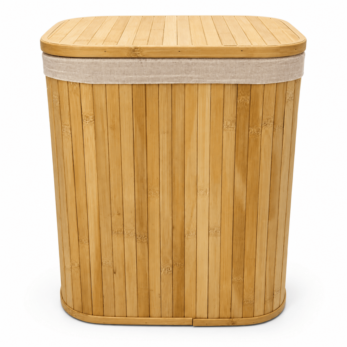 Home Box Rectangular Bamboo Laundry Basket with Lid – 72 L – Natural Brown - Al Thahani Furniture