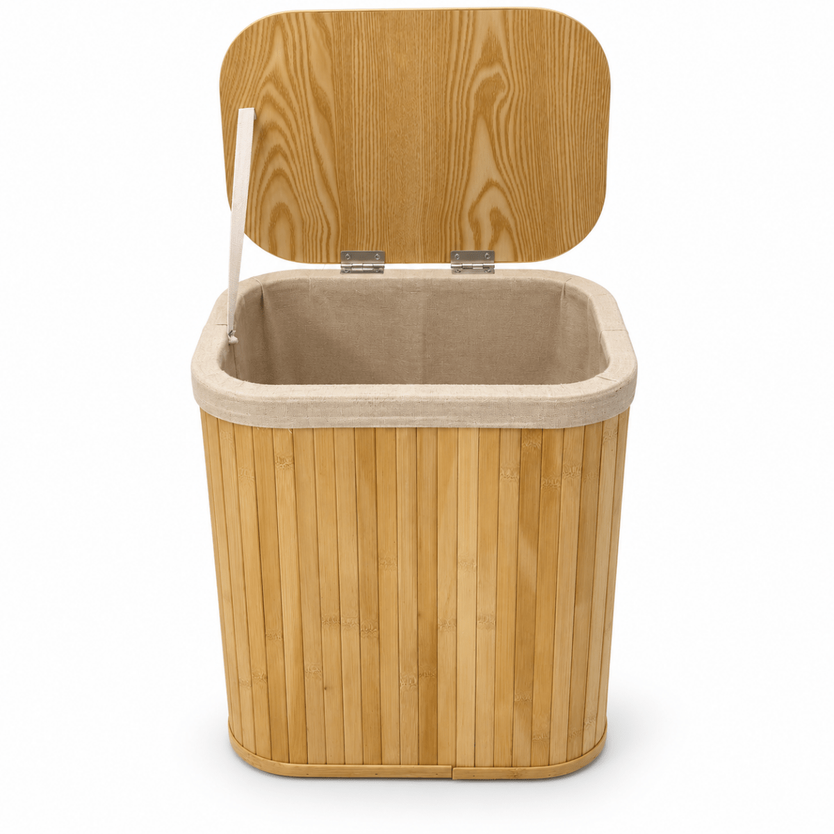 Home Box Rectangular Bamboo Laundry Basket with Lid – 72 L – Natural Brown - Al Thahani Furniture