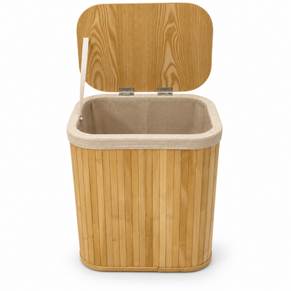 Home Box Rectangular Bamboo Laundry Basket with Lid – 72 L – Natural Brown - Al Thahani Furniture