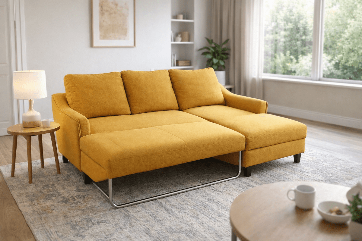 Home Box Sydney Right Corner Sofa Bed – USB Charger, Storage, 3 - Seater, 211x132x88 cm - althahanifurniture