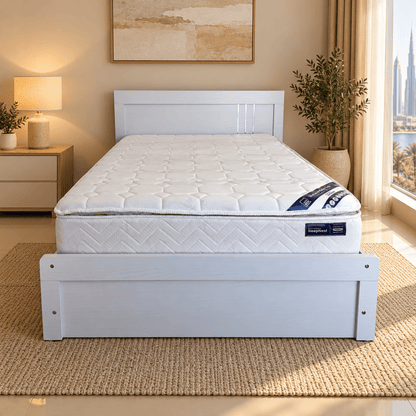 Home Box Twin Bed with SleepNest Mattress – White – 120 × 200 cm - Al Thahani Furniture