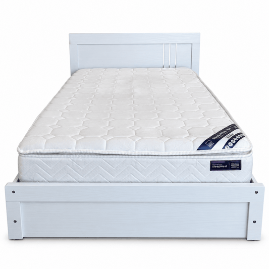 Home Box Twin Bed with SleepNest Mattress – White – 120 × 200 cm - Al Thahani Furniture