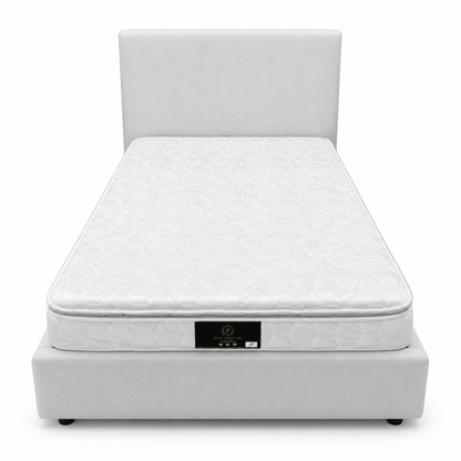Home Box Upholstered Twin Bed with Mattress – 120 × 200 cm – Light Beige - Al Thahani Furniture