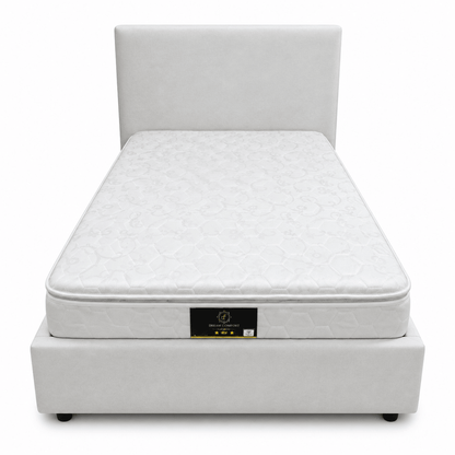 Home Box Upholstered Twin Bed with Mattress – 120 × 200 cm – Light Beige - Al Thahani Furniture