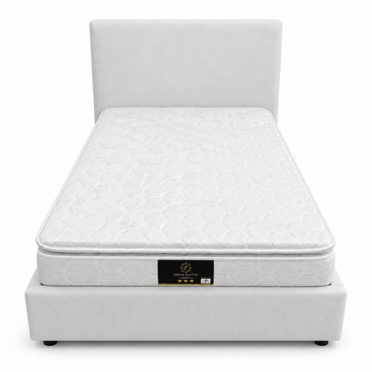 Home Box Upholstered Twin Bed with Mattress – 120 × 200 cm – Light Beige - Al Thahani Furniture