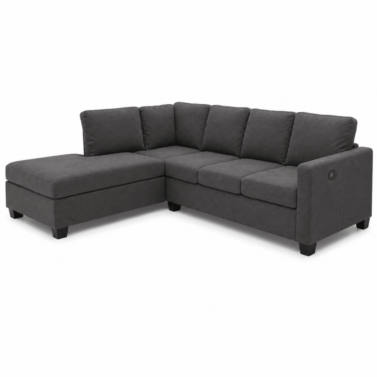Home Box Urbandale 4-Seater Reversible Corner Sofa with USB Charging – Charcoal Grey - Al Thahani Furniture