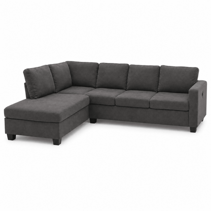 Home Box Urbandale 4-Seater Reversible Corner Sofa with USB Charging – Charcoal Grey - Al Thahani Furniture