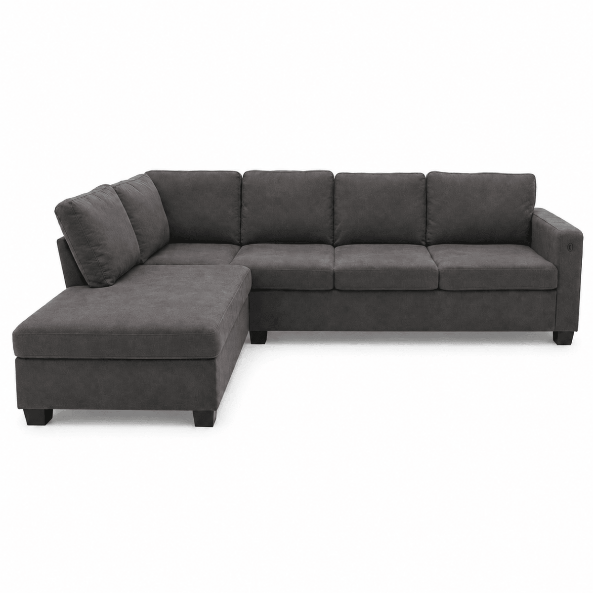 Home Box Urbandale 4-Seater Reversible Corner Sofa with USB Charging – Charcoal Grey - Al Thahani Furniture