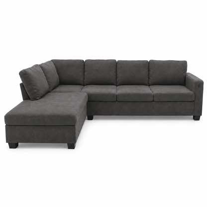 Home Box Urbandale 4-Seater Reversible Corner Sofa with USB Charging – Charcoal Grey - Al Thahani Furniture