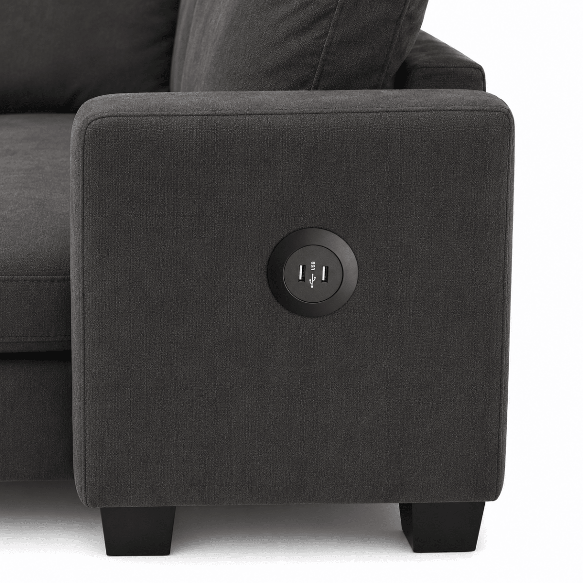 Home Box Urbandale 4-Seater Reversible Corner Sofa with USB Charging – Charcoal Grey - Al Thahani Furniture