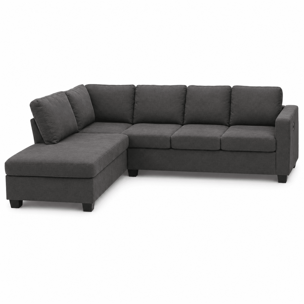 Home Box Urbandale 4-Seater Reversible Corner Sofa with USB Charging – Charcoal Grey - Al Thahani Furniture