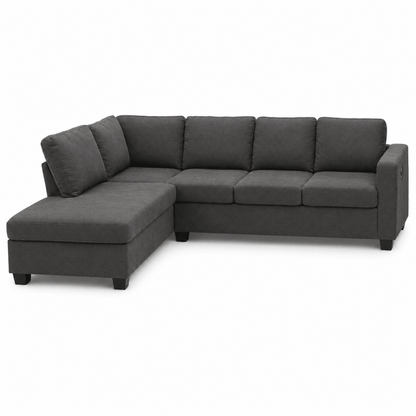 Home Box Urbandale 4-Seater Reversible Corner Sofa with USB Charging – Charcoal Grey - Al Thahani Furniture