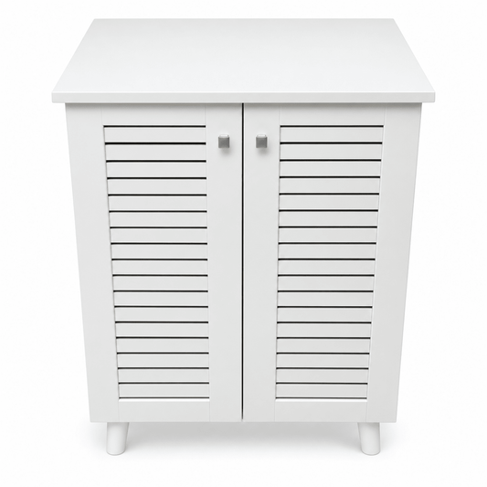 Home Box Ventra 2-Door Louvered Shoe Cabinet with 5-Tier Storage – White - Al Thahani Furniture