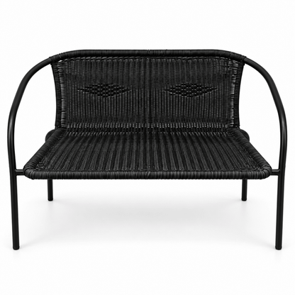 Home Box Vera Malta 4-Seater Outdoor 2+1+1 Sofa Set with Glass Coffee Table – Black - Al Thahani Furniture