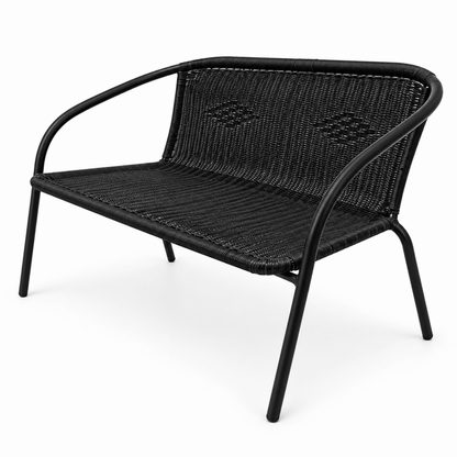 Home Box Vera Malta 4-Seater Outdoor 2+1+1 Sofa Set with Glass Coffee Table – Black - Al Thahani Furniture