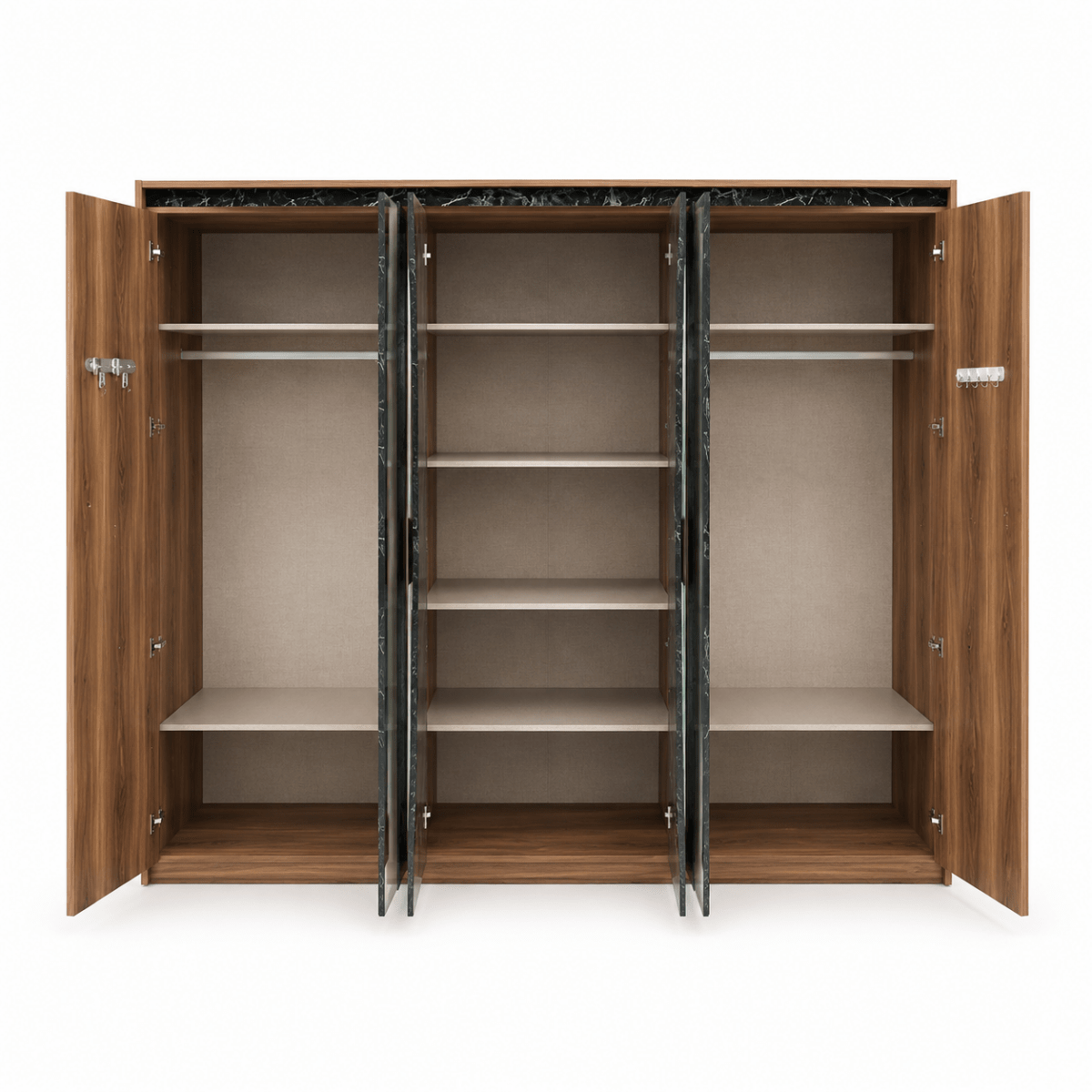 Home Box Verona 5-Piece King Bedroom Set with 6-Door Wardrobe | 180x200 cm - used 8 months - Al Thahani Furniture
