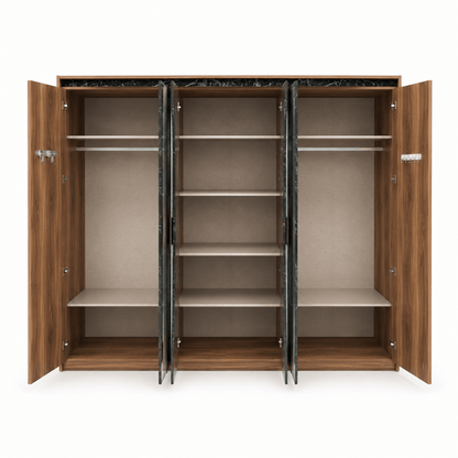 Home Box Verona 5-Piece King Bedroom Set with 6-Door Wardrobe | 180x200 cm - used 8 months - Al Thahani Furniture