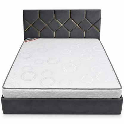 Home Box Verona King Upholstered Bed with Mattress – 180 × 200 cm – Dark Grey & Gold - Al Thahani Furniture