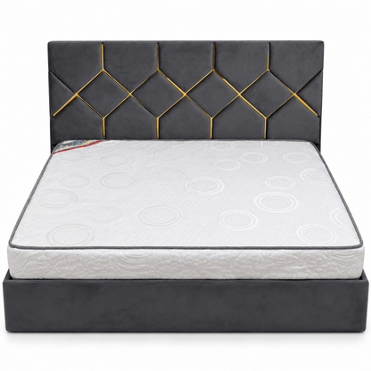 Home Box Verona King Upholstered Bed with Mattress – 180 × 200 cm – Dark Grey & Gold - Al Thahani Furniture