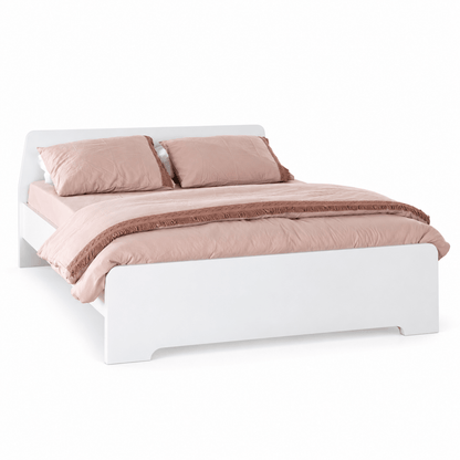 Home Box White Queen Bed with Mattress – 150 × 200 cm – Minimalist Modern Design - Al Thahani Furniture