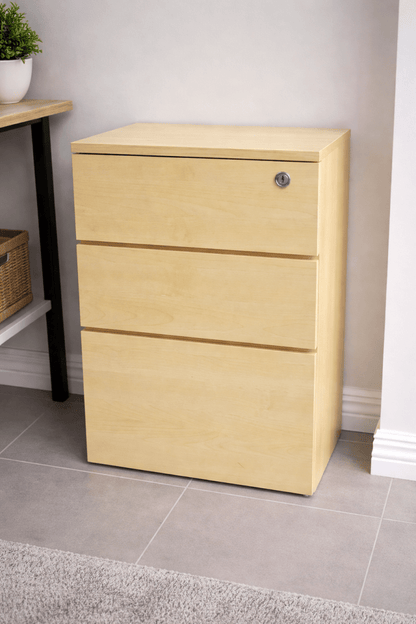 Home Center 3 - Drawer Wooden Chest | Light Wood with Security Lock - althahanifurniture