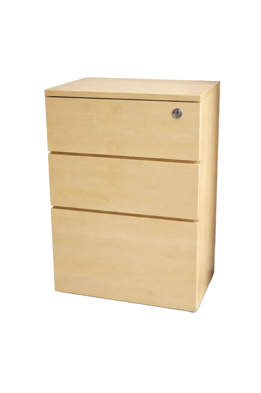 Home Center 3 - Drawer Wooden Chest | Light Wood with Security Lock - althahanifurniture