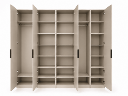 Home Center 5-Door Modern Wardrobe | Light Beige/Taupe, Fluted Design - Al Thahani Furniture