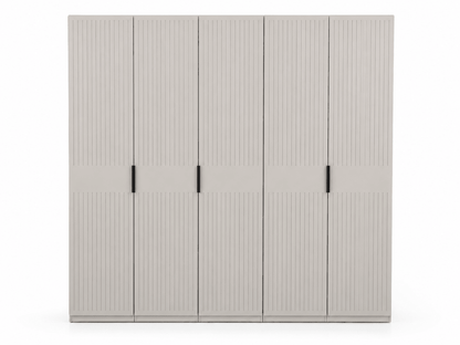 Home Center 5-Door Modern Wardrobe | Light Beige/Taupe, Fluted Design - Al Thahani Furniture