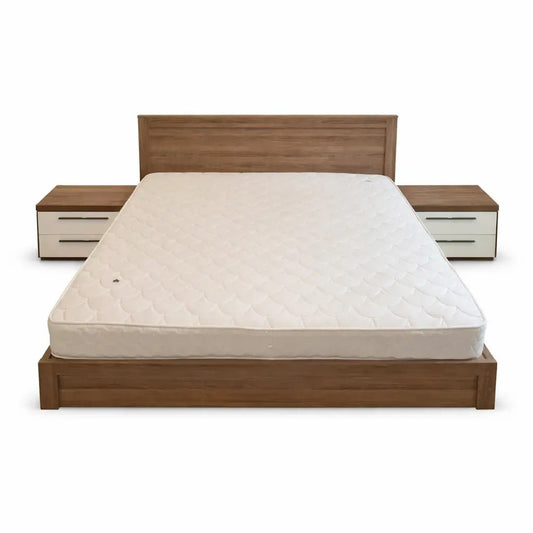 Home Center Complete King Bedroom Set – Wooden Bed Frame, Mattress, Nightstands & 4 - Drawer Chest, 180x200 cm - althahanifurniture
