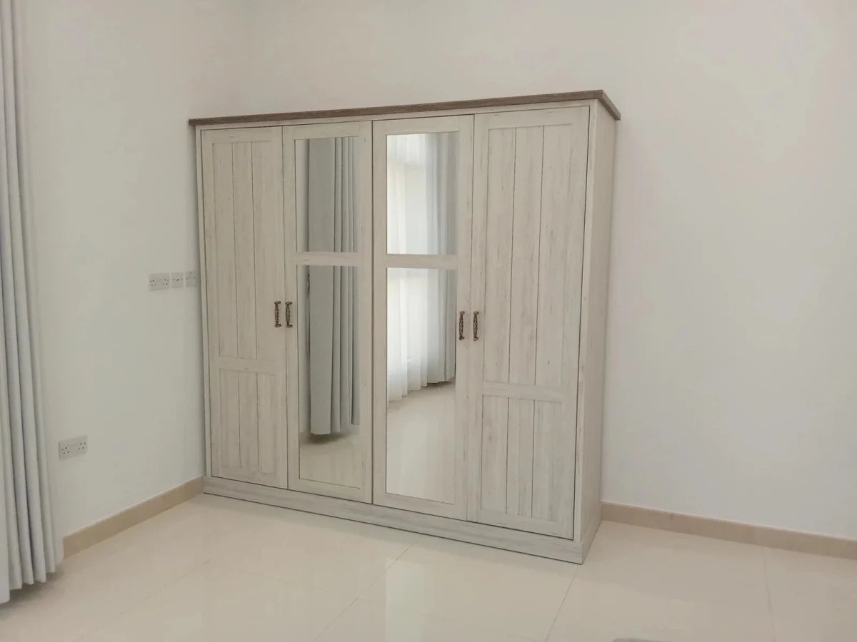 Home Center Complete King Bedroom Suite | Mirror Wardrobe & Dressing Table | 5 - Piece Set, 180x200cm - althahanifurniture