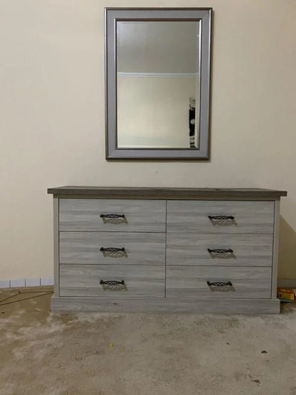 Home Center Complete King Bedroom Suite | Mirror Wardrobe & Dressing Table | 5 - Piece Set, 180x200cm - althahanifurniture