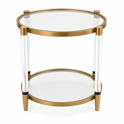 Home Center Delaney Glass Top End Table | Gold Metal - used 3 months - Al Thahani Furniture